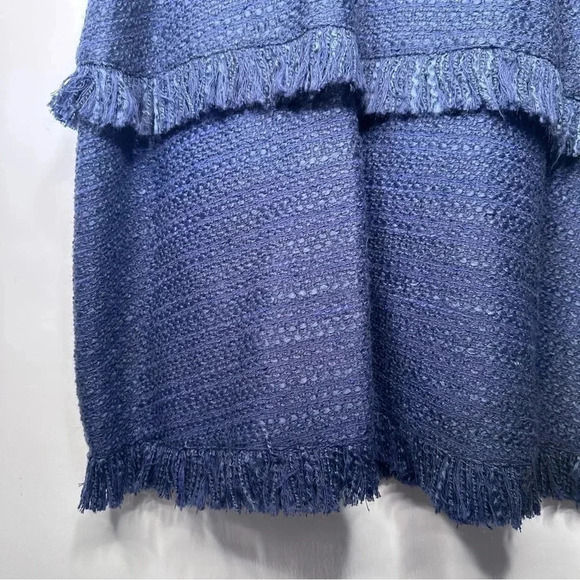 Sail to Sable Navy Tweed Fringed Tiered Sleeveless V-Neck Dress Size 4 - Picture 4 of 10